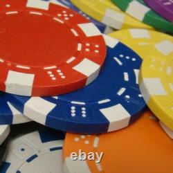 New 1000 Striped Dice Poker Chips Set with Acrylic Case Pick Colors