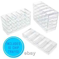 New 1000 Striped Dice Poker Chips Set with Acrylic Case Pick Colors