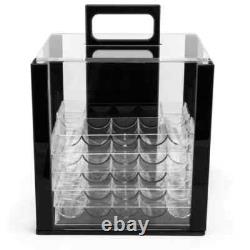 New 1000 Striped Dice Poker Chips Set with Acrylic Case Pick Colors