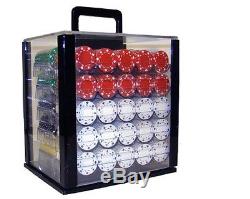 New 1000 Suited 11.5g Clay Poker Chips Set with Acrylic Case Pick Chips