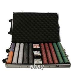 New 1000 Suited 11.5g Clay Poker Chips Set with Rolling Case Pick Chips