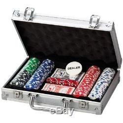 New 200pc Texas Hold'Em Poker Chip Set Aluminium Case Casino Gift Set In Case