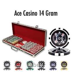 New 500 Ace Casino Poker Chips Set with Black Aluminum Case Pick Denominations