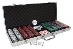 New 500 Ace King Suited 14g Clay Poker Chips Set with Aluminum Case Pick Chips