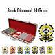 New 500 Black Diamond 14g Clay Poker Chips Set Black Aluminum Case Pick Chips