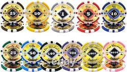 New 500 Black Diamond 14g Clay Poker Chips Set Black Aluminum Case Pick Chips