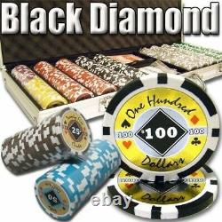 New 500 Black Diamond Poker Chips Set with Aluminum Case Pick Denominations