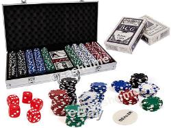 New 500 Casino Play Texas Poker Chips Set 11.5g With Cards Decks Dice Carry Case