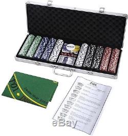 New 500 Chips Poker Dice Chip Set Texas Hold'em Cards With Silver Aluminum Case