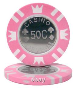 New 500 Coin Inlay 15g Clay Poker Chips Set with Aluminum Case Pick Chips