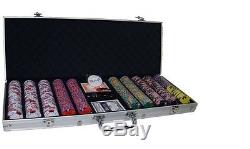 New 500 Crown & Dice 14g Clay Poker Chips Set with Aluminum Case Pick Chips