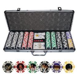 New 500 Ct City View Clay Poker Chip Set with Aluminum Case