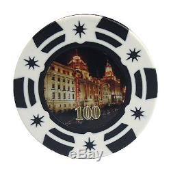 New 500 Ct City View Clay Poker Chip Set with Aluminum Case