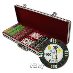 New 500 Desert Heat 13.5g Clay Poker Chips Set Black Aluminum Case Pick Chips