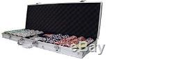New 500 High Roller 14g Clay Poker Chips Set with Aluminum Case Pick Chips