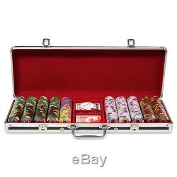 New 500 Kings Casino 14g Clay Poker Chips Set Black Aluminum Case Pick Chips