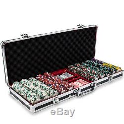 New 500 Monaco Club 13.5g Clay Poker Chips Set Black Aluminum Case Pick Chips