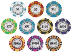 New 500 Monte Carlo Poker Chips Set with Aluminum Case Pick Denominations
