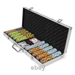 New 500 Monte Carlo Poker Chips Set with Aluminum Case Pick Denominations