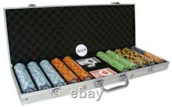 New 500 Monte Carlo Poker Chips Set with Aluminum Case Pick Denominations