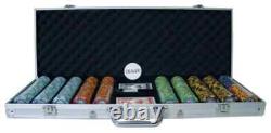 New 500 Monte Carlo Poker Chips Set with Aluminum Case Pick Denominations