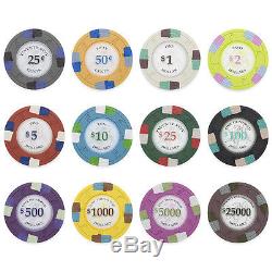 New 500 Poker Knights 13.5g Clay Poker Chips Set Black Aluminum Case Pick Chips