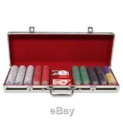 New 500 Scroll 10g Ceramic Poker Chips Set with Black Aluminum Case Pick Chips