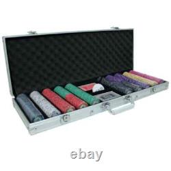 New 500 Scroll Ceramic Poker Chips Set with Aluminum Case Pick Denominations