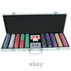 New 500 Scroll Ceramic Poker Chips Set with Aluminum Case Pick Denominations