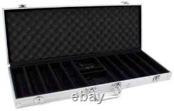 New 500 Scroll Ceramic Poker Chips Set with Aluminum Case Pick Denominations