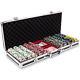 New 500 Showdown 13.5g Clay Poker Chips Set with Black Aluminum Case Pick Chips