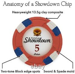 New 500 Showdown Poker Chips Set Black Aluminum Case Pick Denominations