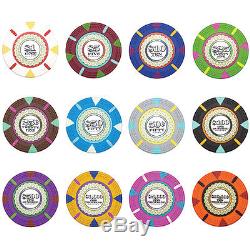 New 500 The Mint 13.5g Clay Poker Chips Set Black Aluminum Case Pick Chips