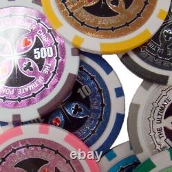 New 500 Ultimate 14g Clay Poker Chips Set with Black Aluminum Case Pick Chips