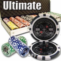 New 500 Ultimate Poker Chips Set with Aluminum Case Pick Denominations