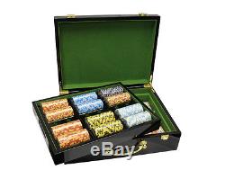 New 500 Wood Casino Poker Chips Set Case High Gloss