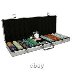 New 500ct. Las Vegas Poker Club 14g Clay Poker Chips Set with Aluminum Case US