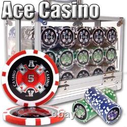 New 600 Ace Casino Poker Chips Set with Acrylic Case Pick Denominations