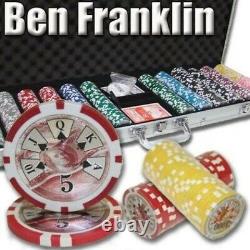 New 600 Ben Franklin Poker Chips Set with Aluminum Case Pick Denominations