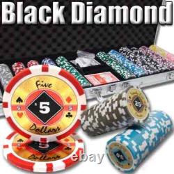 New 600 Black Diamond Poker Chips Set with Aluminum Case Pick Denominations