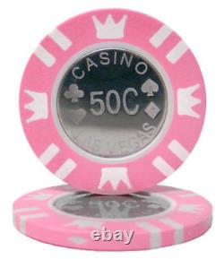 New 600 Coin Inlay 15g Clay Poker Chips Set with Acrylic Case Pick Chips