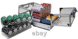 New 600 Coin Inlay 15g Clay Poker Chips Set with Acrylic Case Pick Chips