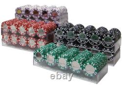 New 600 Coin Inlay 15g Clay Poker Chips Set with Acrylic Case Pick Chips