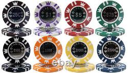 New 600 Coin Inlay 15g Clay Poker Chips Set with Aluminum Case Pick Chips