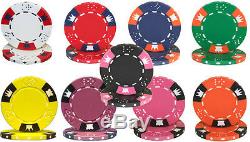 New 600 Crown & Dice 14g Clay Poker Chips Set with Acrylic Case Pick Chips