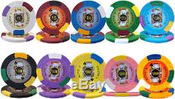 New 600 Kings Casino 14g Clay Poker Chips Set with Acrylic Case Pick Chips