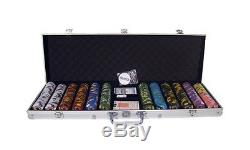 New 600 Kings Casino 14g Clay Poker Chips Set with Aluminum Case Pick Chips