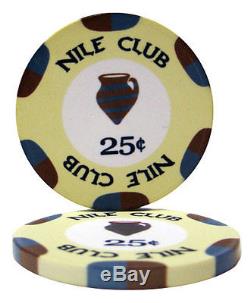 New 600 Nile Club 10g Ceramic Poker Chips Set with Acrylic Case Pick Chips