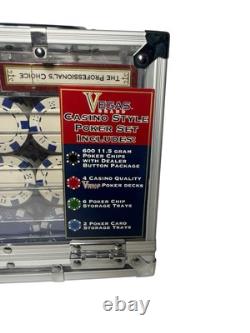 New 600 Poker Chips Set, Cards with Acrylic Case Texas Poker- One Deck Luxor