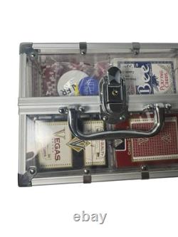 New 600 Poker Chips Set, Cards with Acrylic Case Texas Poker- One Deck Luxor